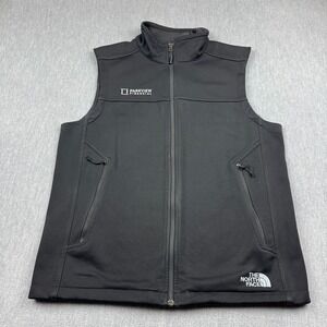The North Face Vest Mens Medium Black Ridgewall Softshell Full Zip Windwall Logo